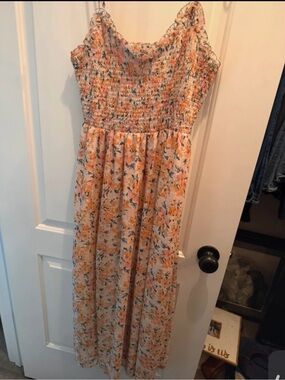 Girls' Yellow Floral Smocked Maxi Dress